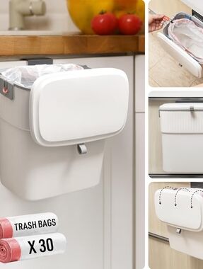 Hanging Kitchen Trash Can with Lid, 30 Trash Bags|2.5 Gallon/10L Compost Bin